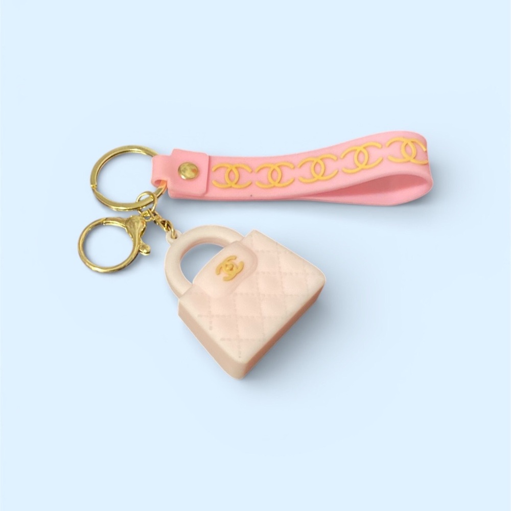 Chic Pink and Gold Keychain Wristlet
